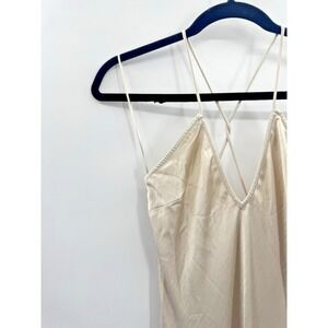 Satin Maxi Slip Dress Small Ivory Champagne Babydoll Romantic Bridal Gown Fairy